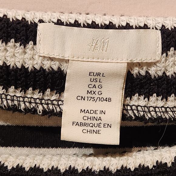 H&M Women's Sz L 'Boxy' Stripes Oversized Textured Top Lightweight Sweater - Picture 2 of 9